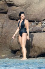 DEMI LOVATO in Swimsuit in St. Barts 12/16/2015