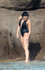 DEMI LOVATO in Swimsuit in St. Barts 12/16/2015