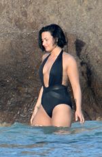 DEMI LOVATO in Swimsuit in St. Barts 12/17/2015