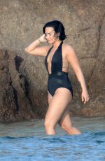 DEMI LOVATO in Swimsuit in St. Barts 12/17/2015