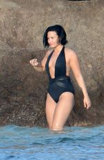 DEMI LOVATO in Swimsuit in St. Barts 12/17/2015