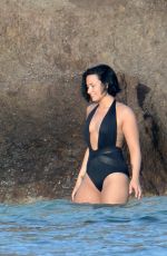 DEMI LOVATO in Swimsuit in St. Barts 12/17/2015