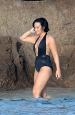 DEMI LOVATO in Swimsuit in St. Barts 12/17/2015