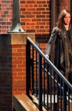 EMILY BLUNT on the Set of The Girl on the Train in New York 12/16/2015