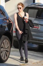 EMMA STONA Arrives at a Gym in Los Angeles 12/21/2015