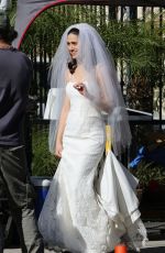 EMMY ROSSUM in Wedding Dress on the Set of Shameless in Los Angeles 12/02/2015