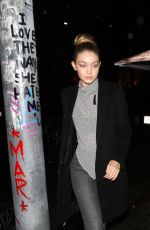 GIGI HADID Arrives at The Nice Guy in West Hollywood 12/22/2015