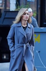 GIGI HADID on the Set of Maybelline Photoshoot at Brooklyn Bridge in New York 12/14/2015
