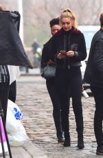 GIGI HADID on the Set of Maybelline Photoshoot at Brooklyn Bridge in New York 12/14/2015