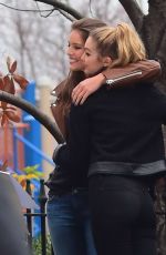 GIGI HADID on the Set of Maybelline Photoshoot at Brooklyn Bridge in New York 12/14/2015