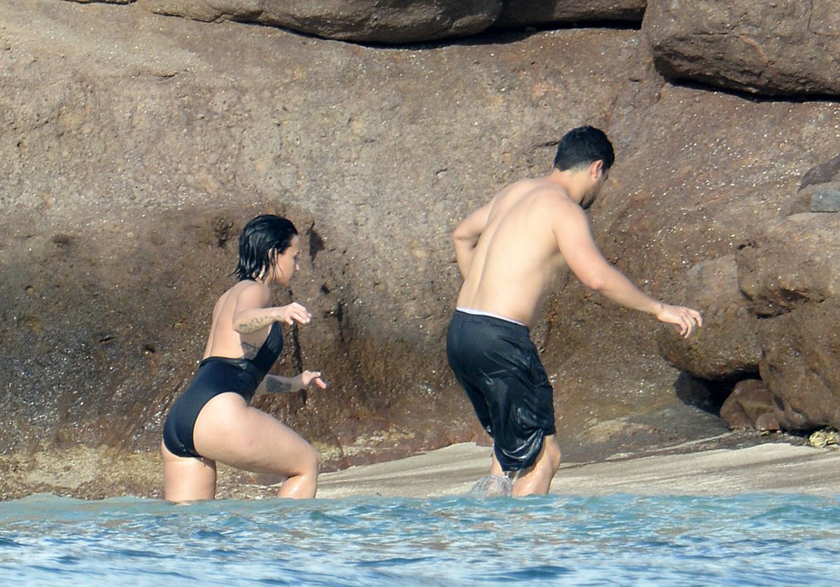 DEMI LOVATO in Swimsuit in St. Barts 12/16/2015 