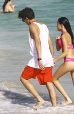 MADISON BEER in Pink Bikini at a Beach in miami 12/29/2015