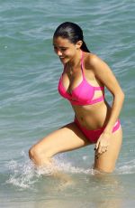 MADISON BEER in Pink Bikini at a Beach in miami 12/29/2015