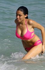 MADISON BEER in Pink Bikini at a Beach in miami 12/29/2015