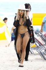 RITA ORA in Polka Dot Bikini at a Beach in Miami 12/30/2015