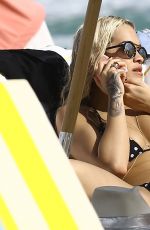 RITA ORA in Polka Dot Bikini at a Beach in Miami 12/30/2015