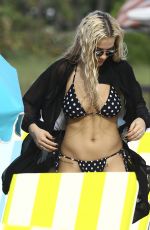 RITA ORA in Polka Dot Bikini at a Beach in Miami 12/30/2015