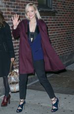 JENNIFER LAWRENCE Arrives at The Late Show with Stephen Colbert in New York 12/14/2015
