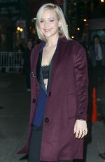JENNIFER LAWRENCE Arrives at The Late Show with Stephen Colbert in New York 12/14/2015