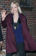 JENNIFER LAWRENCE Arrives at The Late Show with Stephen Colbert in New York 12/14/2015