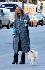 JESSICA CHASTAIN Walks Her Dog Chaplin Out in New York 12/20/2015