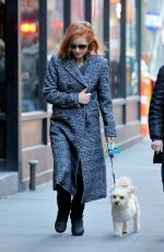 JESSICA CHASTAIN Walks Her Dog Chaplin Out in New York 12/20/2015