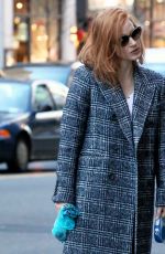JESSICA CHASTAIN Walks Her Dog Chaplin Out in New York 12/20/2015