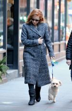 JESSICA CHASTAIN Walks Her Dog Chaplin Out in New York 12/20/2015