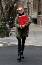 JULIANNE MOORE Carrying a Christmas Present in New York 12/17/2015