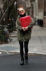 JULIANNE MOORE Carrying a Christmas Present in New York 12/17/2015