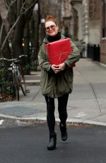 JULIANNE MOORE Carrying a Christmas Present in New York 12/17/2015