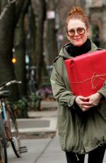 JULIANNE MOORE Carrying a Christmas Present in New York 12/17/2015