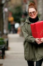 JULIANNE MOORE Carrying a Christmas Present in New York 12/17/2015