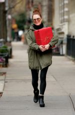 JULIANNE MOORE Carrying a Christmas Present in New York 12/17/2015