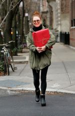 JULIANNE MOORE Carrying a Christmas Present in New York 12/17/2015