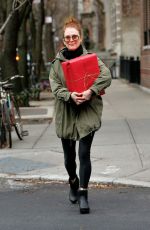 JULIANNE MOORE Carrying a Christmas Present in New York 12/17/2015