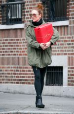JULIANNE MOORE Carrying a Christmas Present in New York 12/17/2015