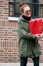 JULIANNE MOORE Carrying a Christmas Present in New York 12/17/2015