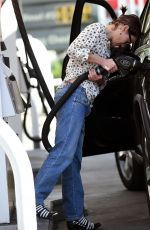 LENA HEADEY at a Gas Station in Los Angeles 12/03/2015
