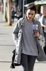 LILY COLLINS Out and About in West Hollywood 12/16/2015