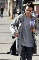 LILY COLLINS Out and About in West Hollywood 12/16/2015