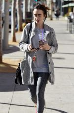 LILY COLLINS Out and About in West Hollywood 12/16/2015