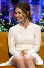 LILY JAMES at The Jonathan Ross Show in London 21/12/2015