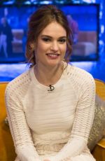 LILY JAMES at The Jonathan Ross Show in London 21/12/2015