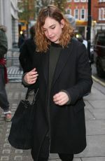 LILY JAMES Leaves BBC Radio 2 Studios in London 12/14/2015