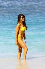 LIZZIE CUNDY in Yellow Bikini at a Beach in Barbados 12/28/2015