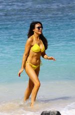 LIZZIE CUNDY in Yellow Bikini at a Beach in Barbados 12/28/2015