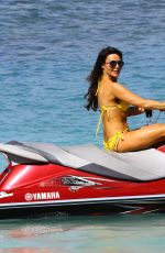 LIZZIE CUNDY in Yellow Bikini at a Beach in Barbados 12/28/2015