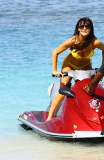 LIZZIE CUNDY in Yellow Bikini at a Beach in Barbados 12/28/2015