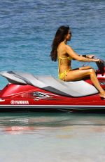 LIZZIE CUNDY in Yellow Bikini at a Beach in Barbados 12/28/2015